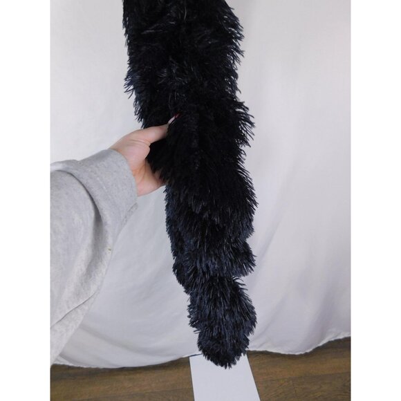 Shaggy Faux Fur Boa Scarf One Size Black Fluffy Long Costume Accessory - Picture 3 of 8